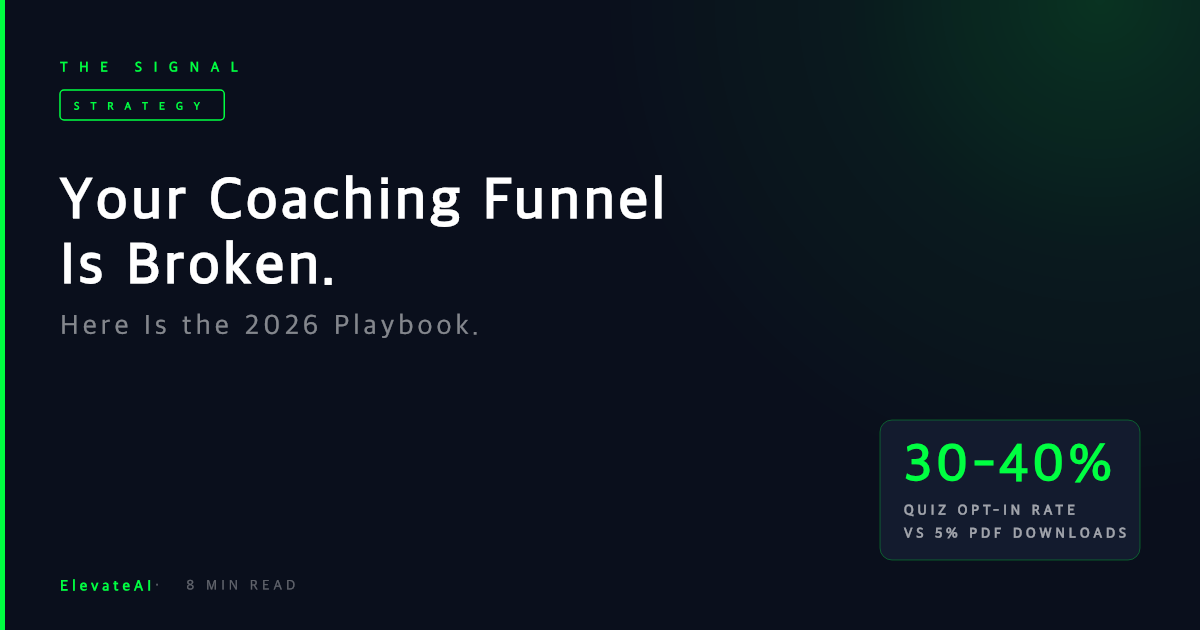 Your Coaching Funnel Is Broken. Here Is the 2026 Playbook.